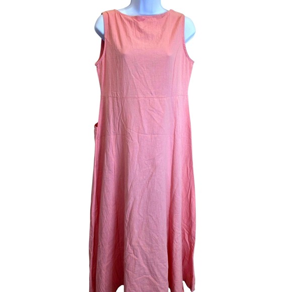 Source Unknown Dresses & Skirts - Pink Cotton Sleeveless Midi Dress with Pockets Casual Summer‎ Sundress